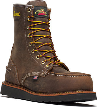 THOROGOOD Men's Work Boot 8" Steel Toe WP Wedge Sole Moc Toe, Brown