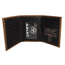 Cartera ARIAT para hombre con tres pliegues y logotipo vertical en relieve A3545344 