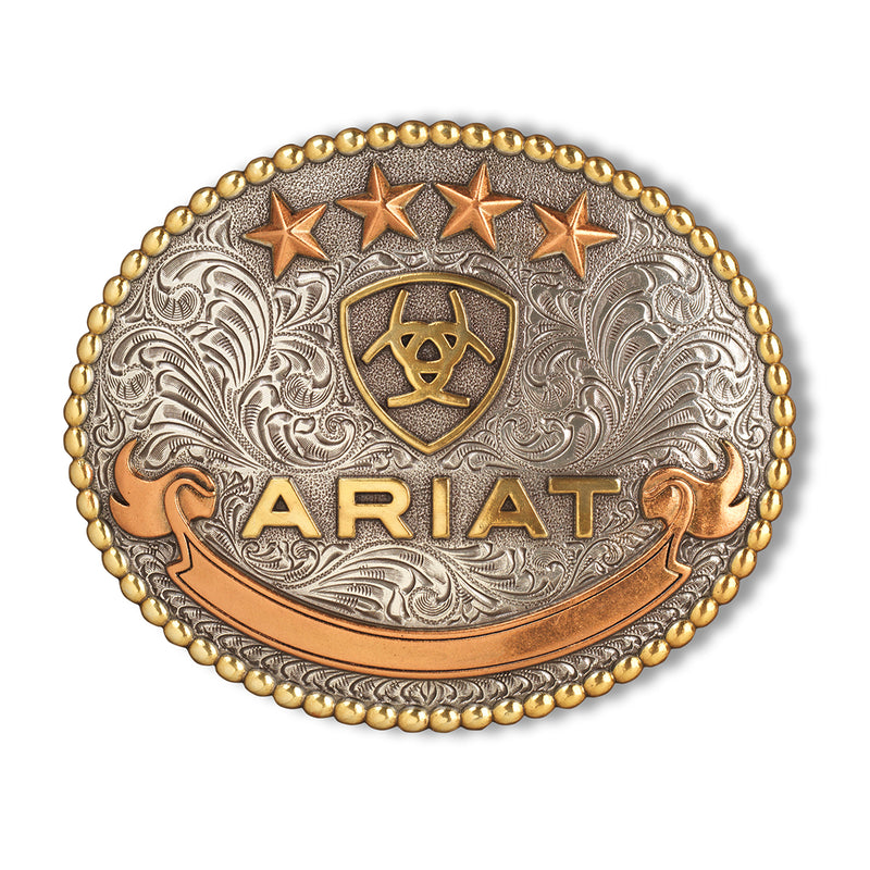 ARIAT Men's Oval Bead Edge Ariat Logo Belt Buckle A37055