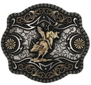 MONTANA Men's A-Blaze Filigree Framed Bull Rider Attitude Belt Buckle A886