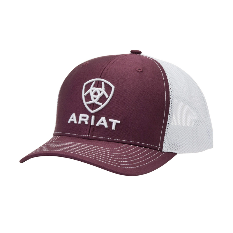 ARIAT Men's Embroidery White Mesh Hat Cap A300012609
