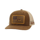ARIAT USA Flag Oilskin Leather Patch Cap, Brown