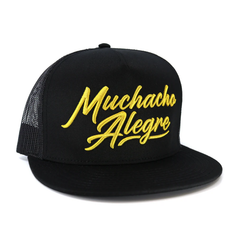EL VIEJON Men's Muchacho Alegre Flat Visor Cap, Blak