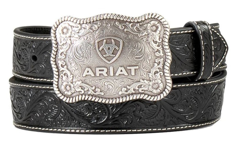 ARIAT Men's Embossed Plate Buckle Black A1020401