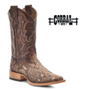 CORRAL Men's Python Embroidery Square Toe Western Boot Taupe B5000