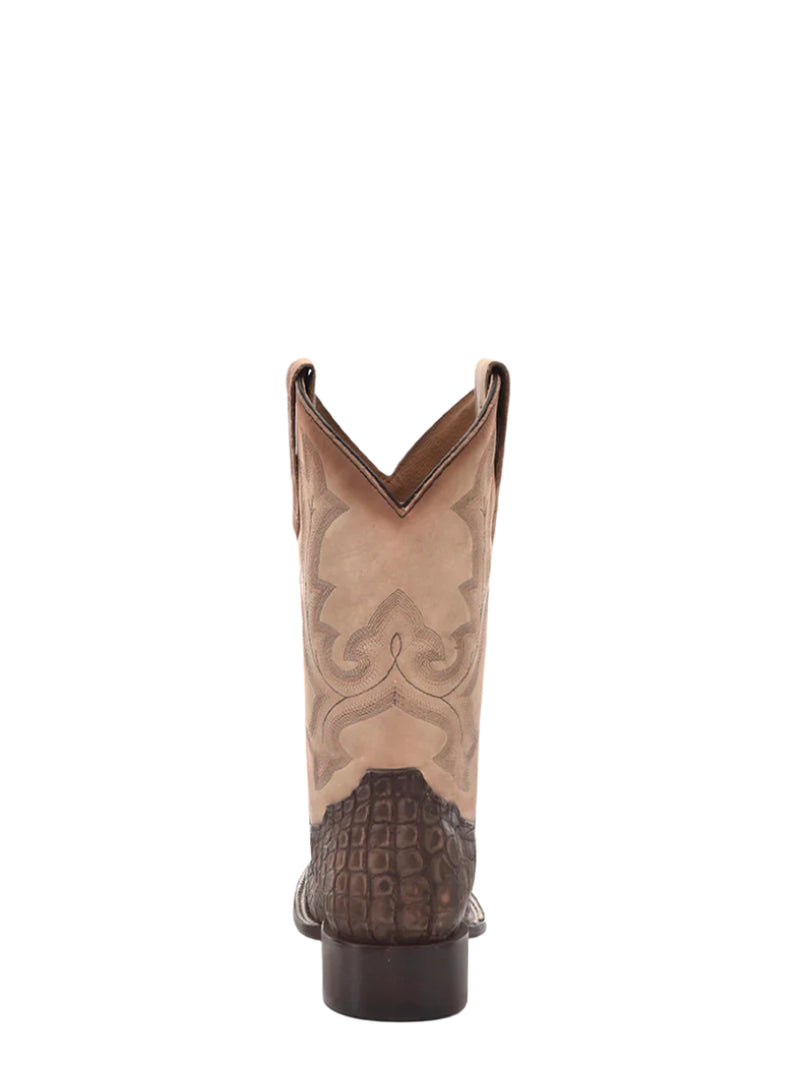 CORRAL Men's Saddle Blue Alligator Embroidery Wide Square Toe B5003