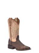 CORRAL Men's Saddle Blue Alligator Embroidery Wide Square Toe B5003