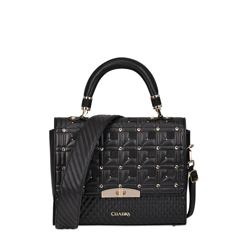CUADRA Women's LD Black Stingray Embroidery & Crystal Bag - Black