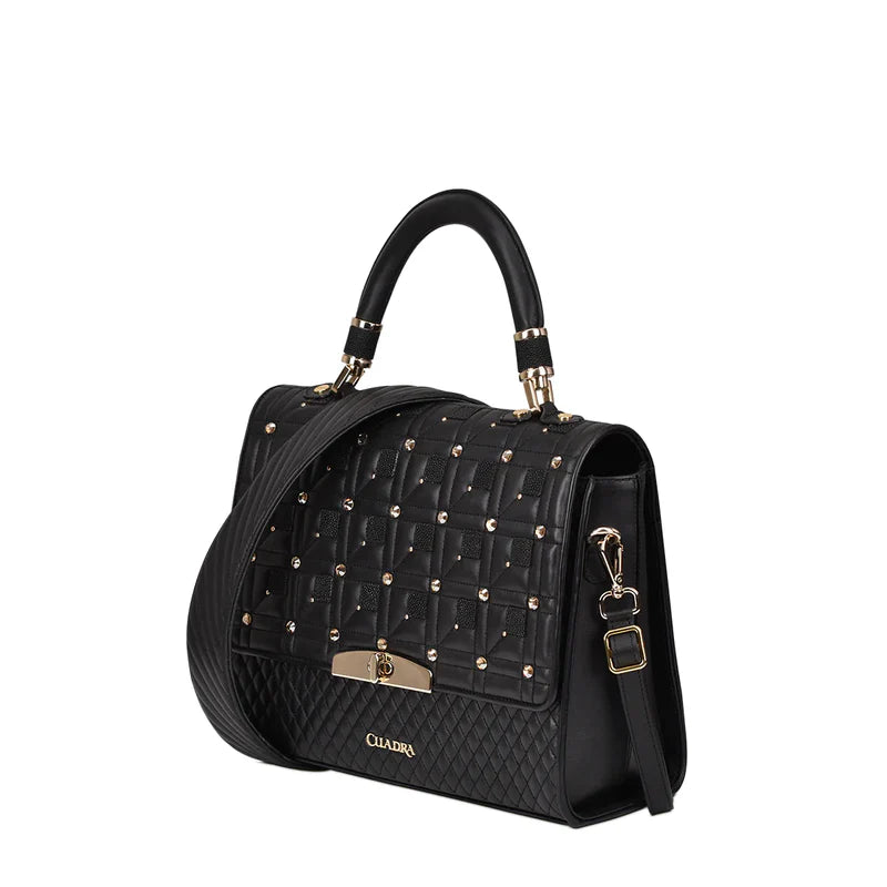 CUADRA Women's LD Black Stingray Embroidery & Crystal Bag - Black