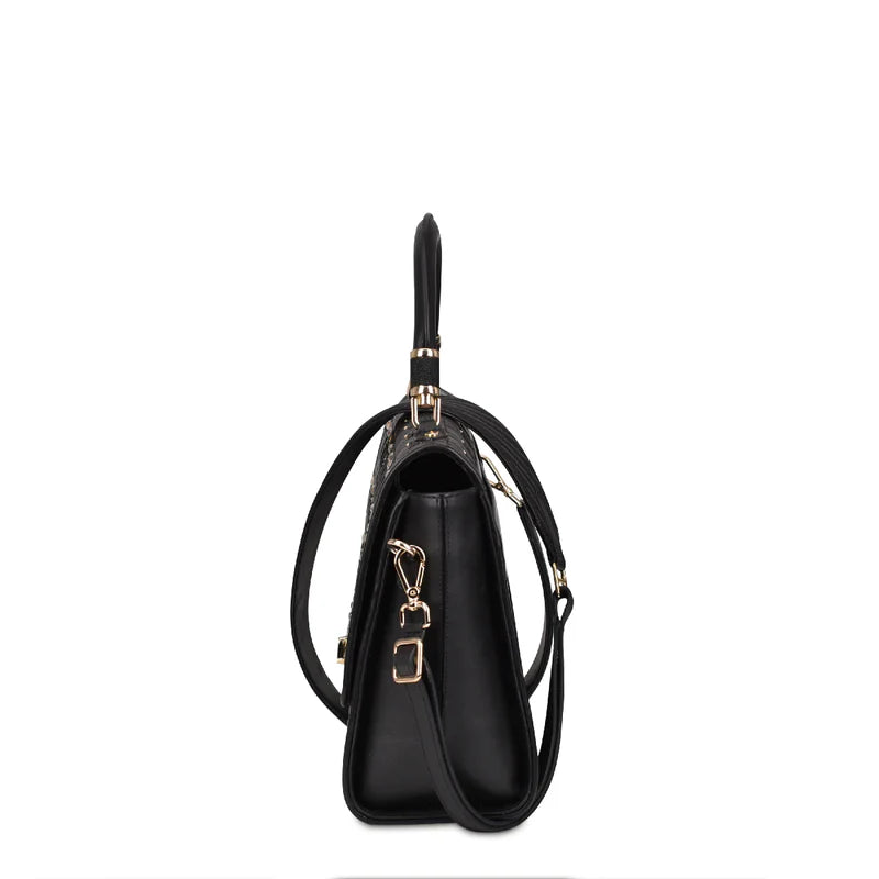 CUADRA Women's LD Black Stingray Embroidery & Crystal Bag - Black