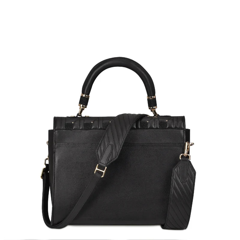 CUADRA Women's LD Black Stingray Embroidery & Crystal Bag - Black
