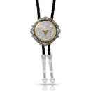 MONTANA Silversmiths Silver and Gold Engraved Button Longhorn Bolo Tie