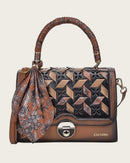 CUADRA Women's Printed Top Handle Handbag, Brown