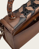 CUADRA Women's Printed Top Handle Handbag, Brown
