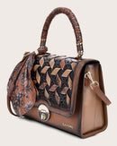 CUADRA Women's Printed Top Handle Handbag, Brown