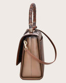 CUADRA Women's Printed Top Handle Handbag, Brown