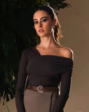 CUADRA Women's Engraved Belt, Brown