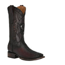 CUADRA Men's Lisboa Cherry Python Leather & Laser Square Toe Western Boot