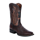 CUADRA Bota vaquera con punta cuadrada tejida y láser de vientre de avestruz exótico para hombre CU864