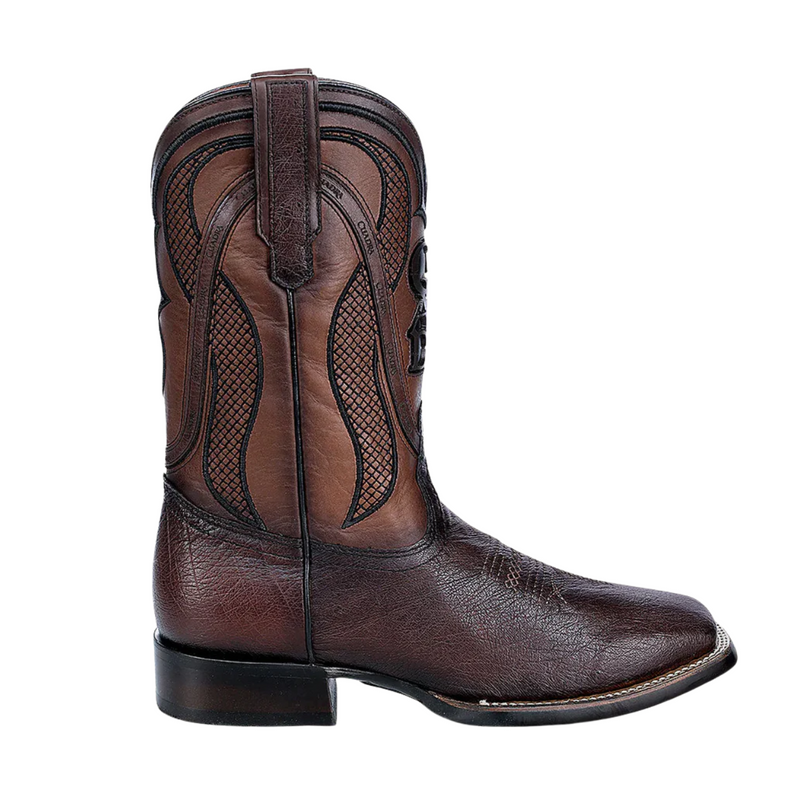 CUADRA Men's Exotic Ostrich Belly  Laser & Woven Square Toe Western Boot CU864