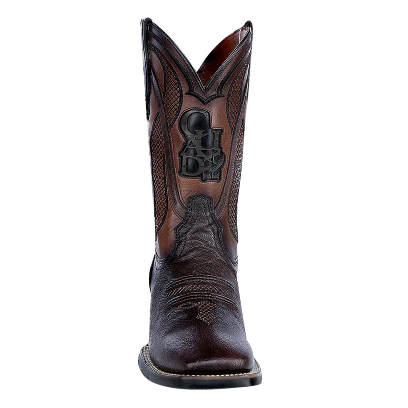 CUADRA Men's Exotic Ostrich Belly  Laser & Woven Square Toe Western Boot CU864