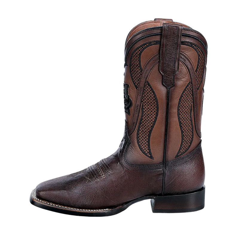 CUADRA Men's Exotic Ostrich Belly  Laser & Woven Square Toe Western Boot CU864