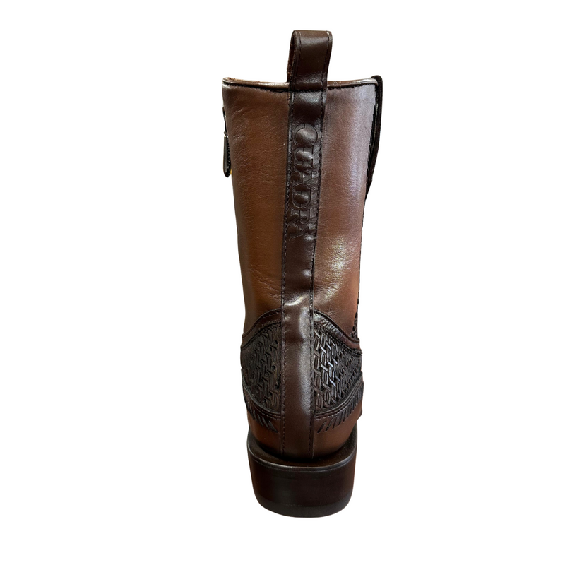 CUADRA Men's Laser & Woven Zipper Narrow Square Toe Western Boot CU933
