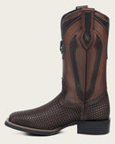 CUADRA Men's Genuine Bovine Leather Embroidery &amp; Laser Square Toe Western Boot