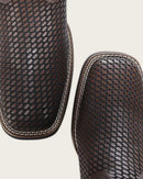 CUADRA Men's Genuine Bovine Leather Embroidery &amp; Laser Square Toe Western Boot