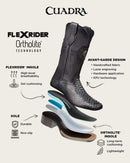 CUADRA Men's Genuine Bovine Leather Embroidery &amp; Laser Square Toe Western Boot