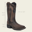 CUADRA Men's Rodeo Genuine Bovine Leather Embroidery & Laser Square Toe Western Boot