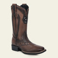 CUADRA Men's Rodeo Genuine Bovine Leather Embroidery & Laser Square Toe Western Boot