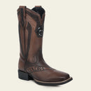 CUADRA Men's Rodeo Genuine Bovine Leather Embroidery & Laser Square Toe Western Boot