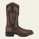 CUADRA Men's Rodeo Genuine Bovine Leather Embroidery & Laser Square Toe Western Boot