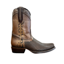 CUADRA Men's Crust Denver Oxford Genuine Leather Laser & Woven Zipper Narrow Square Toe Western Boot CU817