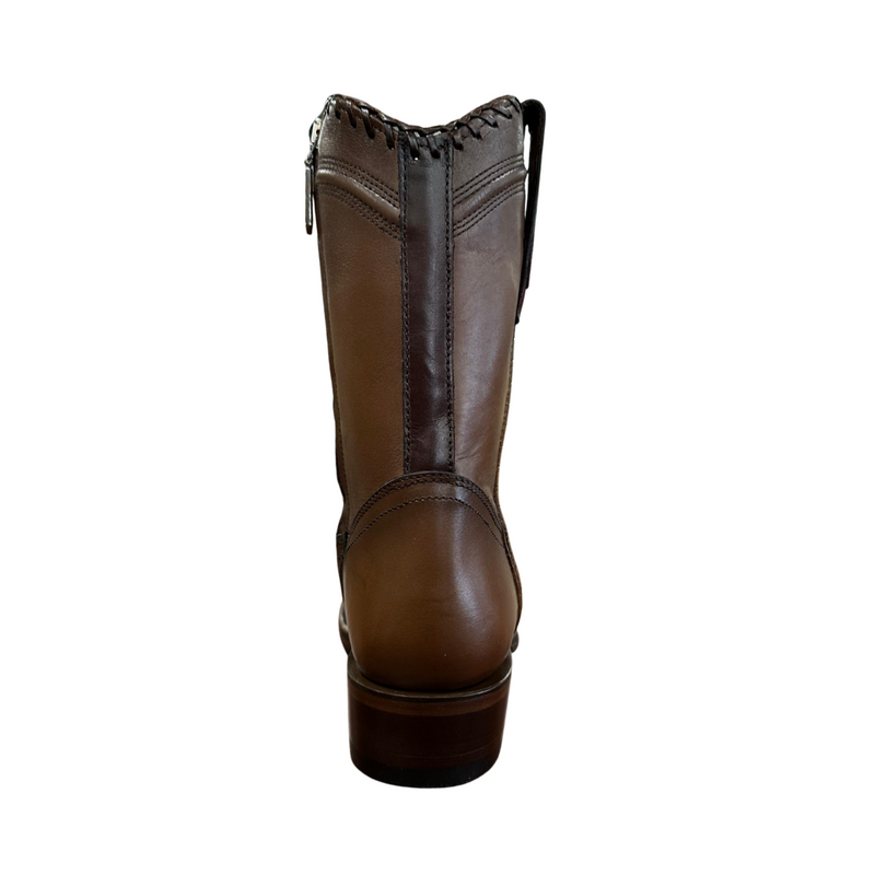 CUADRA Men's Crust Denver Oxford Genuine Leather Laser & Woven Zipper Narrow Square Toe Western Boot CU817