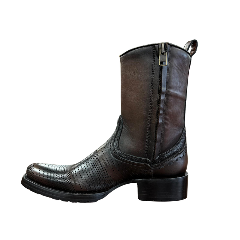 CUADRA Men's Crust Laser & Woven Zipper Round Toe Western Boot CU942