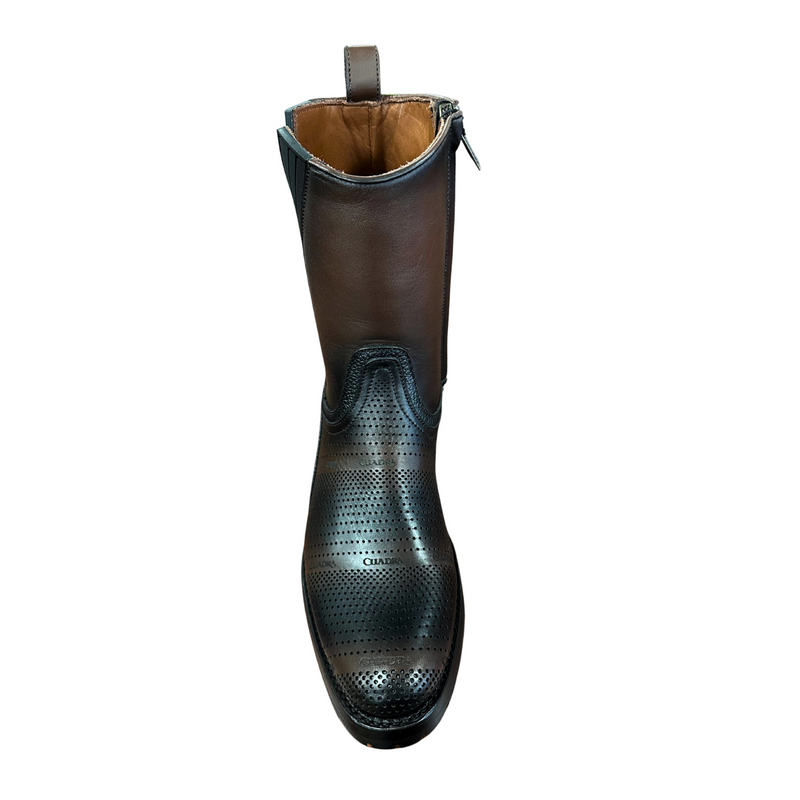 CUADRA Men's Crust Laser & Woven Zipper Round Toe Western Boot CU942