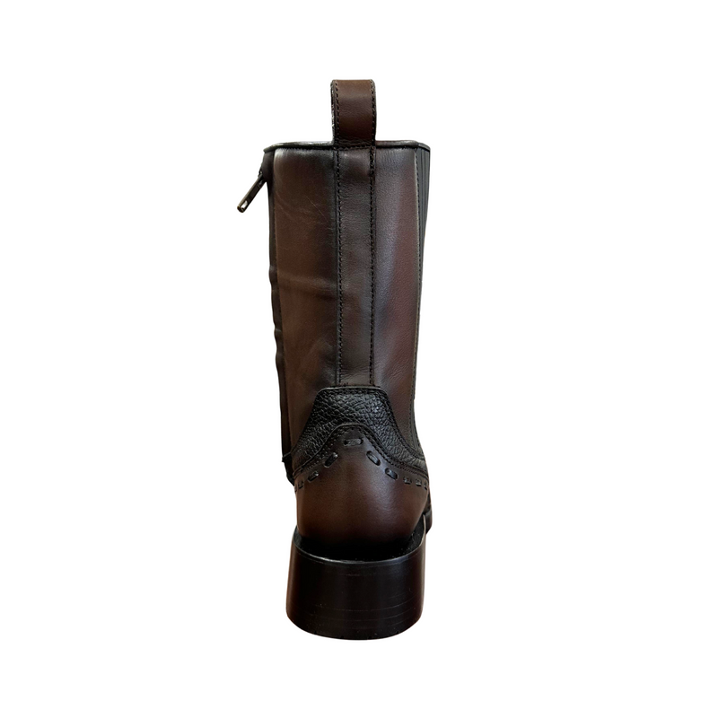 CUADRA Men's Crust Laser & Woven Zipper Round Toe Western Boot CU942