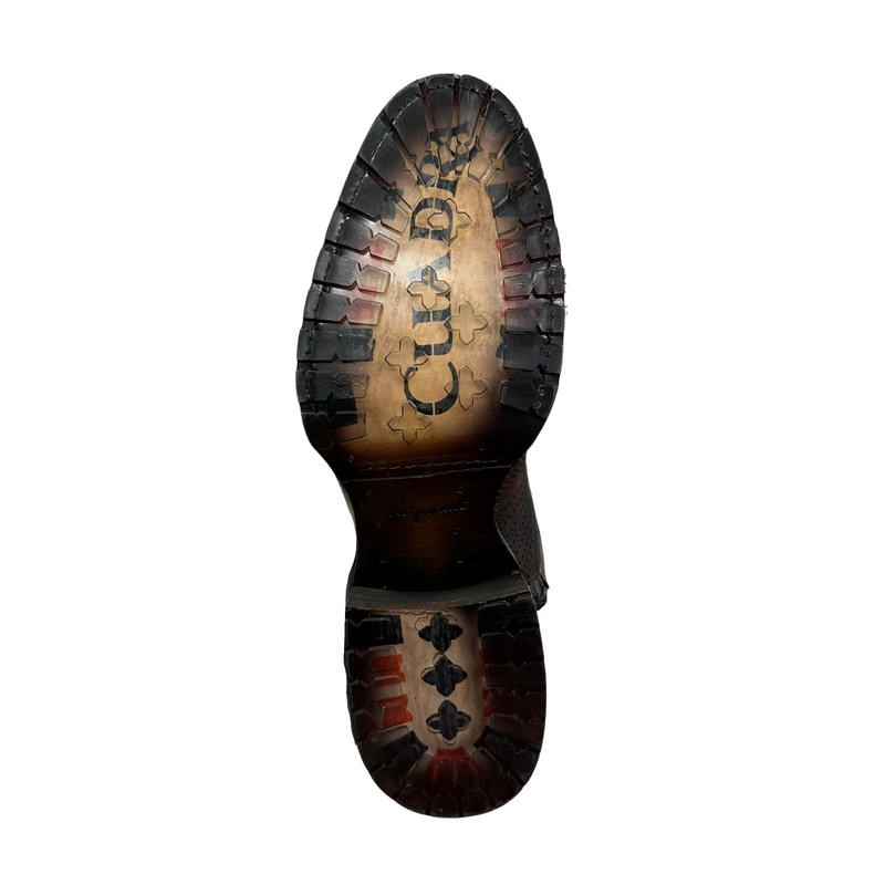 CUADRA Men's Crust Laser & Woven Zipper Round Toe Western Boot CU942