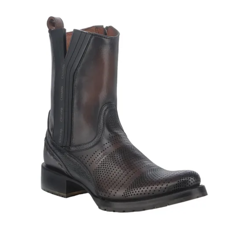 CUADRA Men's Crust Laser & Woven Zipper Round Toe Western Boot CU942