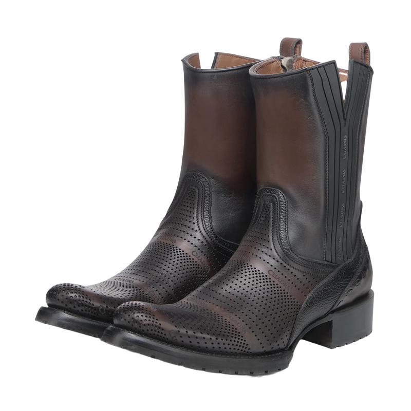 CUADRA Men's Crust Laser & Woven Zipper Round Toe Western Boot CU942