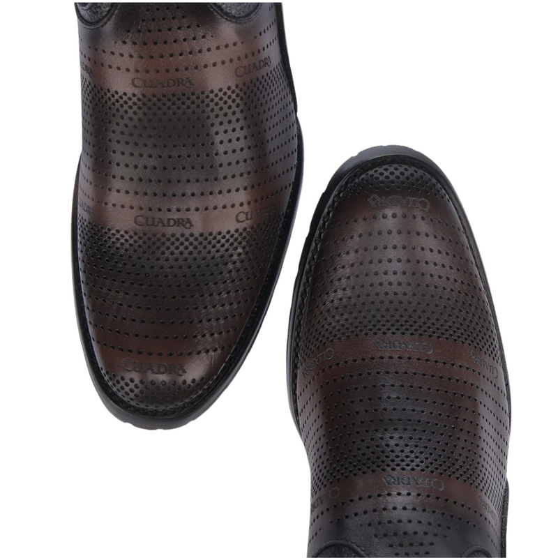 CUADRA Men's Crust Laser & Woven Zipper Round Toe Western Boot CU942