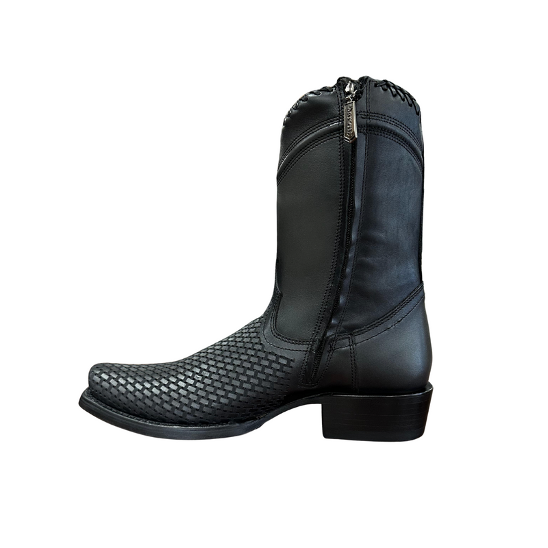 CUADRA Men's Crust Tokio Oxford Laser & Woven Zipper Narrow Square Toe Western Boot CU969