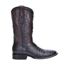 CUADRA Men's Genuine Caiman Laser & Embroidery Square Toe, Black