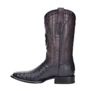 CUADRA Men's Genuine Caiman Laser & Embroidery Square Toe, Black
