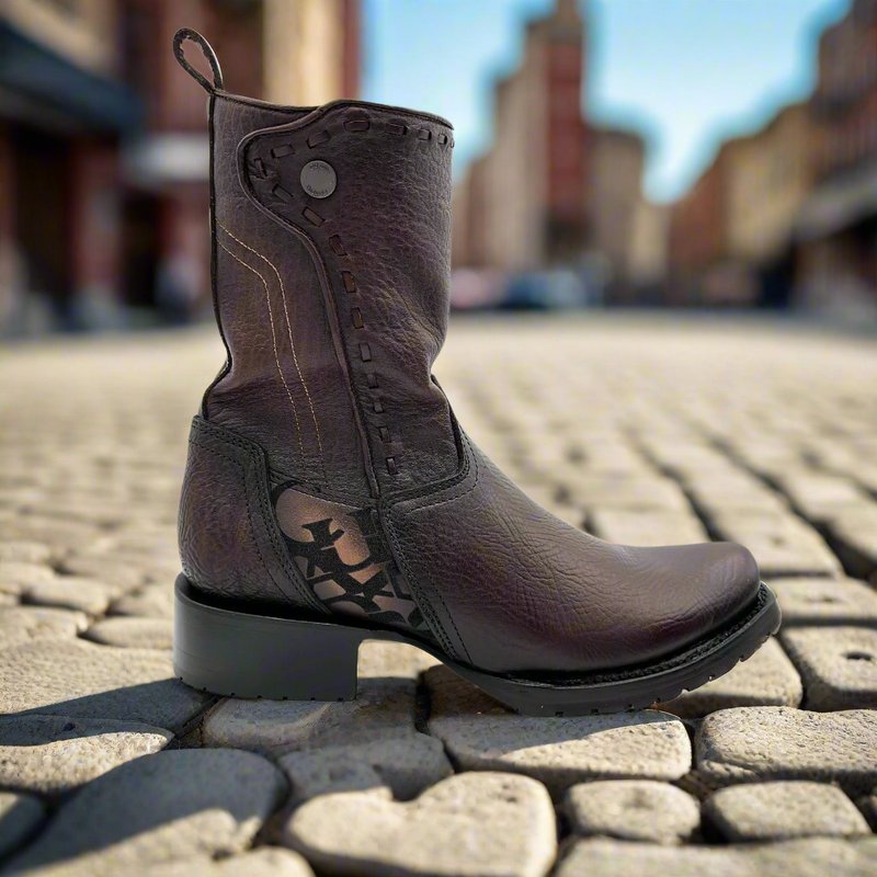 CUADRA Men's Urban Engraved Bovine Laser & Woven Zipper Western Boot CU939