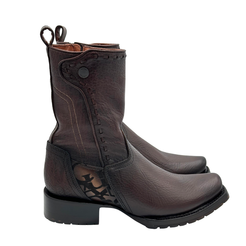 CUADRA Men's Urban Engraved Bovine Laser & Woven Zipper Western Boot CU939