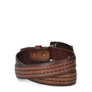 CUADRA Men's Hand-Painted Engraved Bovine Leather Western Belt , Brown