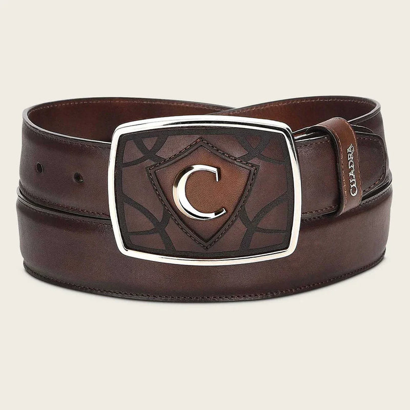 CUADRA Men's Genuine Bovine Leather Belt , Chestnut